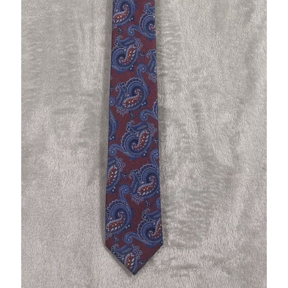 Jos. A. Bank Reserve Maroon‎ Blue White Paisley Tie Classic Professional Preppy